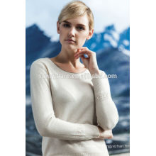 Women fashionable 100% cashmere sweater with pattern collar